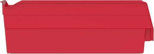 Akro-Mils 30110 Heavy Duty Plastic Shelf Bins, 12" x 3" x 4", Red, 24-Pack