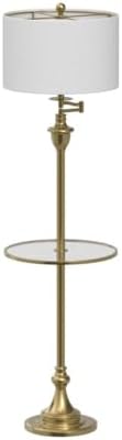 JONATHAN Y Cora 60" Metal Swing Arm Floor Lamp, Brass Gold/Clear