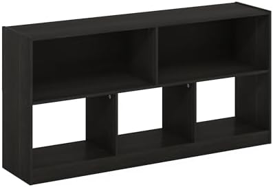 Furinno DALY Book Shelf, 5-Cube Bookshelf, Horizontal Cube Storage Organizer Bookcase, 10.9 x 47.2 x 23.6, for Living Room, Bedroom, Home Office, Espresso