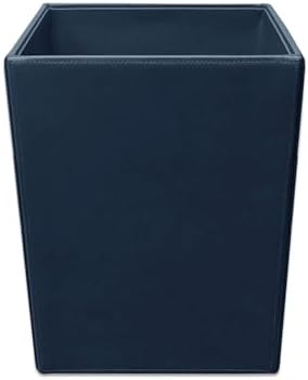 Dacasso Bonded Leather Waste Basket - Luxury Waste Basket (Navy Blue, 14 QT)
