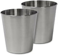 happimess Nolan 2 Gal Smooth Steel Wastebasket, Brushed Steel, Set of 2