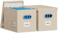 FHSQX 2Pack File Box with Lid, Beige, 14 x 9.3 x 10.9 in | File Organizer Box, Portable Hanging File Box, Decorative Filing Storage Boxes, For Office & Home File Cabinet