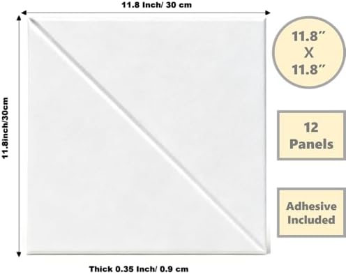 12-Pack White Felt Wall Tiles(11.8“x11.8”Each), 47"x35" Aesthetic Bulletin Pin Board, Large Cork Board Alternative for Office, Classroom & Wall Decor