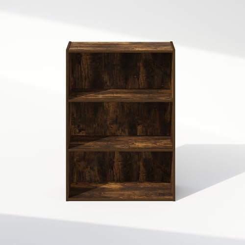 Furinno Simple Book Shelf, 3-Tier Bookshelf, Storage Shelves Bookcase, 9.7 x 23.7 x 31.5, for Living Room, Bedroom, Home Office, Amber Pine