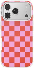PopSockets iPhone 17 Pro Phone Case with MagSafe- to-Go Wrap | Magnetic, Wireless Charging, Camera & Drop Protection, Checkered, Red, Textured