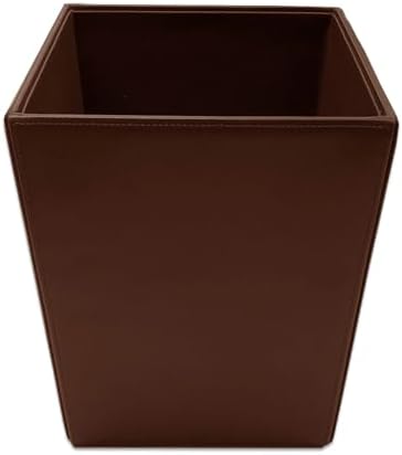 Dacasso Bonded Leather Waste Basket - Luxury Waste Basket (Dark Brown, 14 QT)