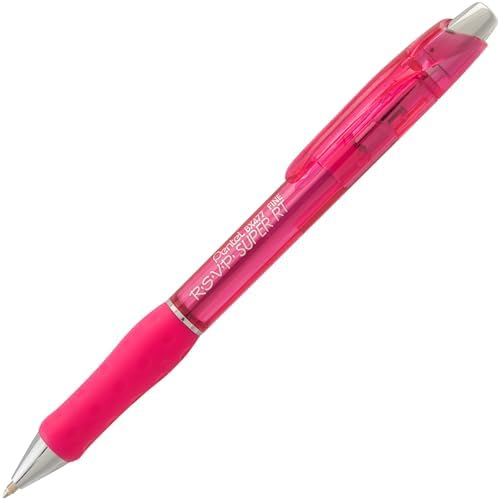 Pentel RSVP Super RT Ballpoint Pen, (0.7mm) Fine Line, Pink Ink, Box of 12 Pens (BX477-P)