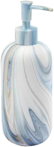 Avanti Linens - Bath Set, 3pc Countertop Accessories, Resin Lotion Pump, Covered Jar & Vanity Tray (Waves Collection, Blue)