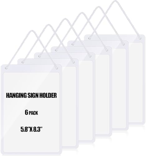 Thyle 6 Pcs Business Retail Hanging Sign Holder 8.3 x 5.8 Inch Plastic Advertising Signage Sign Holder Craftsman's Stall Clear Poster Frame for Store Supermarket Exhibition Mall Restaurant Display