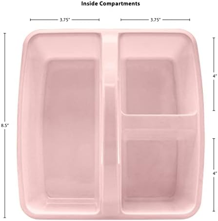 Teacher Created Resources Light Pink Portable Plastic Storage Caddy 6-Pack for Classrooms, Kids Room, and Office Organization, 3 Compartments