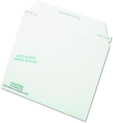 Quality Park Anti-Static Media Mailer with Pre-Printed Labeling, Self Seal Closure for Quick and Easy Seal, Recycled White Fiberboard, 6 x 8-5/8, 25/Box (64126)