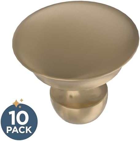 Franklin Brass 10 Pack Champagne Bronze Gold Cabinet Knobs 1-3/16 inch (30mm) Kitchen Cabinet Handles and Drawer Knobs for Cupboards, Dressers, Furniture, Bathroom Vanity |Medici