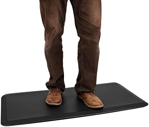 Mind Reader Anti Fatigue Kitchen Mat, Standing Desk Mat, Cushioned Mat, Office, Kitchen, Rubber, 19.5 x 35.25 x 1, Black