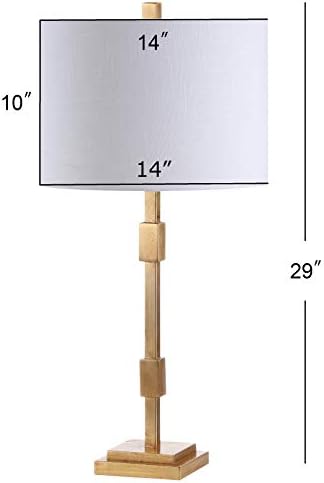 JONATHAN Y Windsor 29" Modern Geometric Column Metal Table Lamp, Gold Leaf