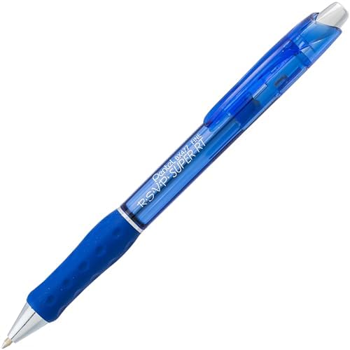 Pentel RSVP Super RT Ballpoint Pen, (0.7mm) Fine Line, Blue Ink, Box of 12 (BX477-C)