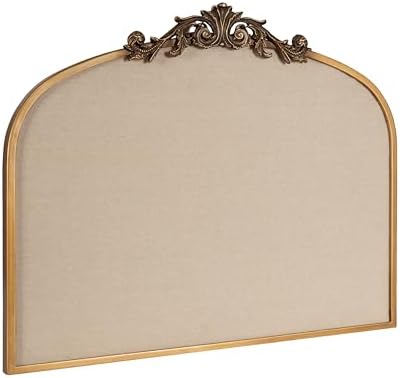 Kate and Laurel Arendahl Wide Decorative Arch Pinboard; 30 x 24; Gold; Framed Arched Ornate Vintage Cork Board for Use as Motivational Vision Board or Wall Organizer