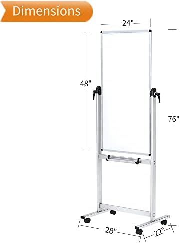 VIZ-PRO Double-Sided Magnetic Mobile Whiteboard, 48" x 24"