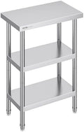 VEVOR Stainless Steel Food Prep Table, 14 x 24 x 34 Inch Commercial Food Prep Worktable Heavy Duty Prep Worktable, Metal Work Table with Adjustable Height for BBQ, Kitchen, Home, and Garage