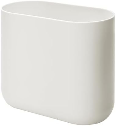 iDesign Small Slim Plastic Bathroom Trash Can, Coconut White, 2-Pack