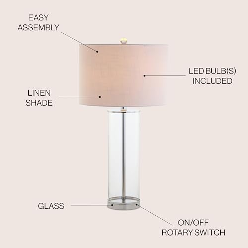 JONATHAN Y Collins Glass Table Lamp 29", Clear/Chrome