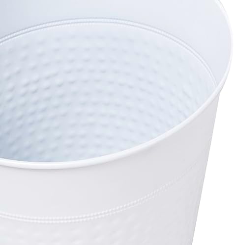 happimess Riley 2 Gal Hammered Steel Bin 10" H, Matte White, Set of 2