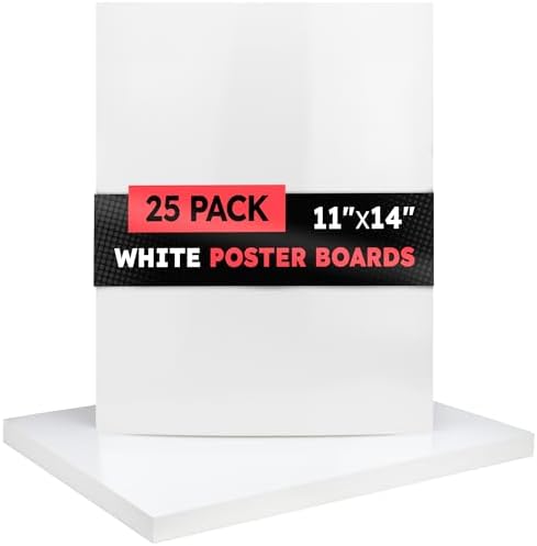 Hygloss White Poster Board 11 x 14-25 Count Bulk Pack, 10 Pt. Thickness