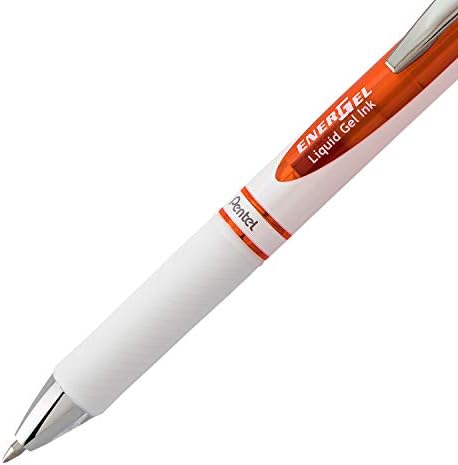 Pentel EnerGel Pearl Retractable Liquid Gel Pen, (0.7mm) Metal Tip, Medium Line, Orange Accent, Orange Ink, 12 pack (BL77PW-F)