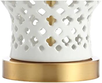 JONATHAN Y Pierced Ginger Jar 20.5" Ceramic Table Lamp, White