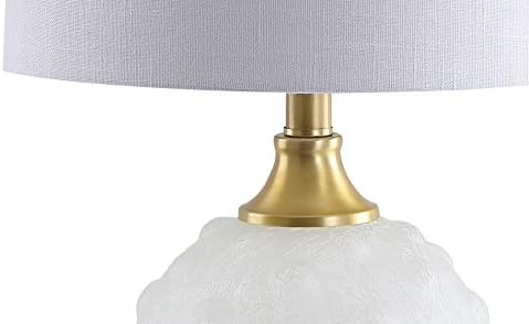 JONATHAN Y Ilsa 22" Round Dotted Glass Metal Table Lamp, White/Brass Gold