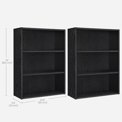 VASAGLE Set of 2 3-Tier Open Bookshelves, 23.6 Inches Wide