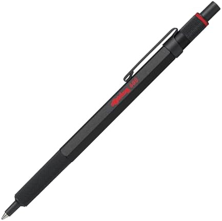 rOtring 600 Ballpoint Pen, Medium Point, Black Ink, Black Barrel, Refillable - Smooth Writing, Non-Slip Grip