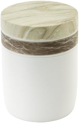 IZOD – Covered Jar, Hand-Painted Resin with Color-Blocked Marble Design & Lift-Off Lid, Decorative Storage for Bathroom, Kitchen, Bedroom or Office (Tidal)