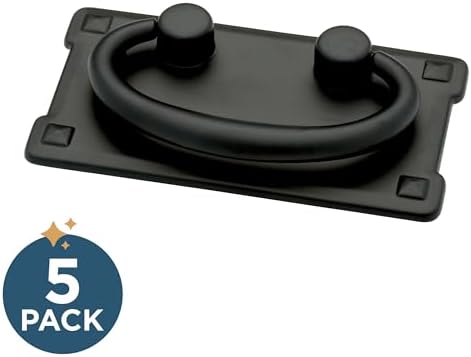 Franklin Brass (5-Pack) – Matte Black Cabinet Handles, 3 Inch Hole Center, Vintage Pulls for Drawers, Kitchen Cabinet Door, Dressers | Mission