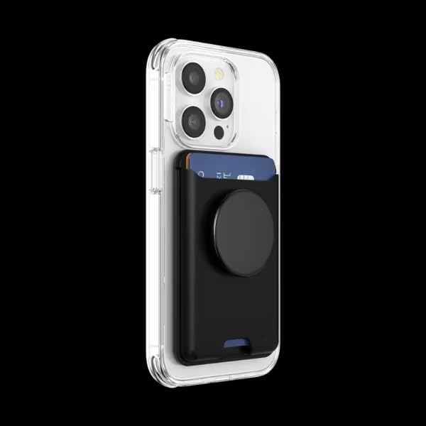 PopSockets Phone Wallet for MagSafe with Grip- Black | PopWallet, Holds 3 Cards, Magnetic, Removable, Secure, Black, Electronic Accessories, For iPad/Kindle/iPhone/Android