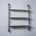 Contemporary Wall Unit Bookcase Metal Frame Pine Wood Shelf Bookshelf Wall-Mounted Bookshelf Wrought Iron Bag Rack Multi-Layer Clothing Store Decoration Black Wood 39.4" L x 9.8" W x 42.5" H