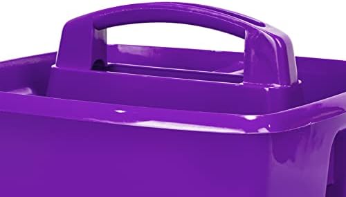 Storex 3-Compartment Small Craft Caddy – Multipurpose Classroom Organizer with Handle, Purple, 6-Pack (00944C06C)