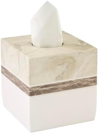 IZOD – Tissue Box Cover, Hand-Painted Resin with Marble Look Colorblock Design, Modern Home Decor – Perfect for Bathrooms, Bedrooms, Kitchens or Offices (Tidal)