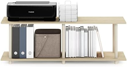 Furinno Turn-N-Tube No Tools Modern Rectangle Side Table, Bauhaus Oak/Beige | Rectangular Book Shelf, Open Frame Storage Shelves, for Organization, Living Room, Home Office
