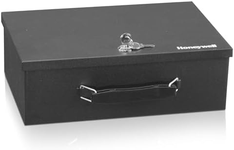 Honeywell Safes & Door Locks - Small Safe Box for Home - Fire Resistant Documents Lock Box with Keys - Steel Security with Key Lock for Personal Items, Jewelry, Money - 0.17 Cubic Feet - Black - 6104