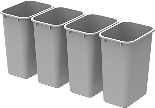 Storex Large/Tall Waste Basket, Gray, 15.5 x 11 x 20.75 Inches, 4-Pack (00701C04C)
