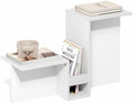 Furinno BOYATE Valley-Shaped Side Table with Open Shelf, White | Compact, Narrow, Tiered Levels and Magazine Rack, High-Low Tabletop, End Table, for Living Room, Bedroom