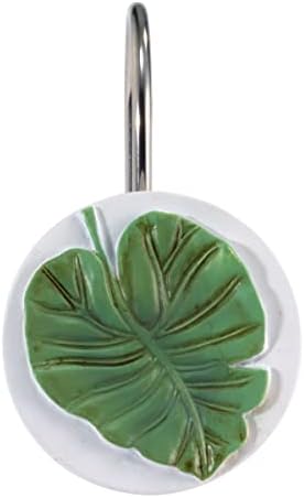 Avanti Linens - Shower Curtain Hooks, Tropical Inspired Home Decor, Set of 12 (Viva Palm Collection)