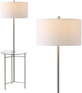 JONATHAN Y Chuck 59" Metal and Glass Side Table Floor Lamp, Brushed Nickel