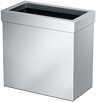 Gatco Small Bathroom Trash Can with Lid, Rectangle 3 Gallon Stainless Steel Wastebasket, Under Sink, Chrome, for Bathroom, Bedroom, Office (1916)