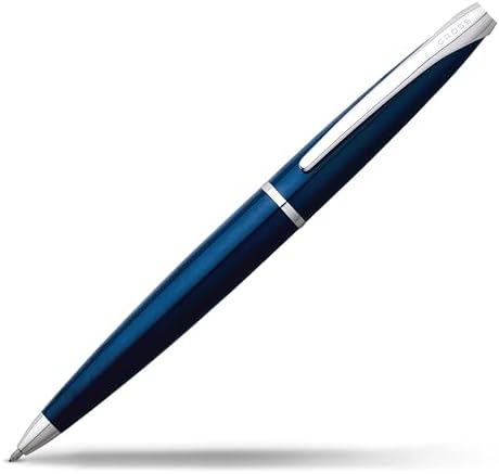 Cross ATX Translucent Blue Lacquer Ballpoint Pen, Medium Point, Black Ink