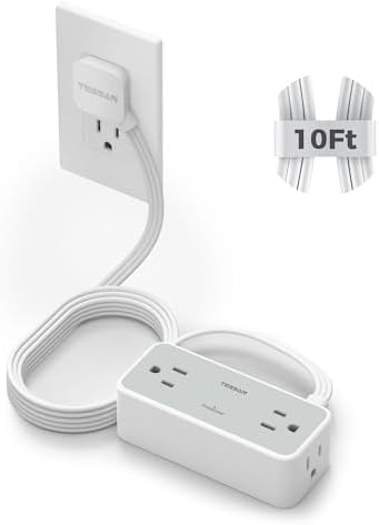 TESSAN Extension Cord 10 FT, Power Strip with 900J Surge Protection, Grey