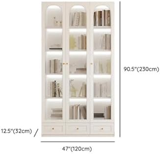 5-Layer Wood Barrister Bookcase with Multiple Drawers & Shelves Bookcase Bookshelf Integrated Home Living Room Study Cabinet Modern Display Cabinet Shelf White 47" L x 13" W x 91" H
