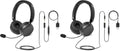 Amazon Basics On Ear Wired Computer Headset with Adjustable Microphone, 3.5mm Port or in-Line Control with USB-A Port, Foldable, Clear Sound, Small/Medium Size, Black (Pack of 2)