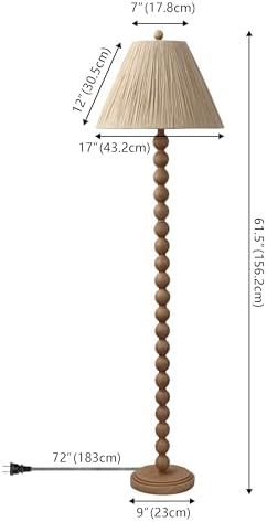 JONATHAN Y Wren Modern Rustic Bobbin Floor Lamp 61.5", Brown Wood Finish