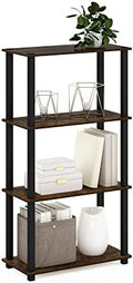Furinno TURN-S-TUBE Storage Shelves, 4-Tier Book Shelf, Corner Shelf, Toolless Open Shelves, for Organization and Storage, Living Room, Garage, Home Office, Amber Pine